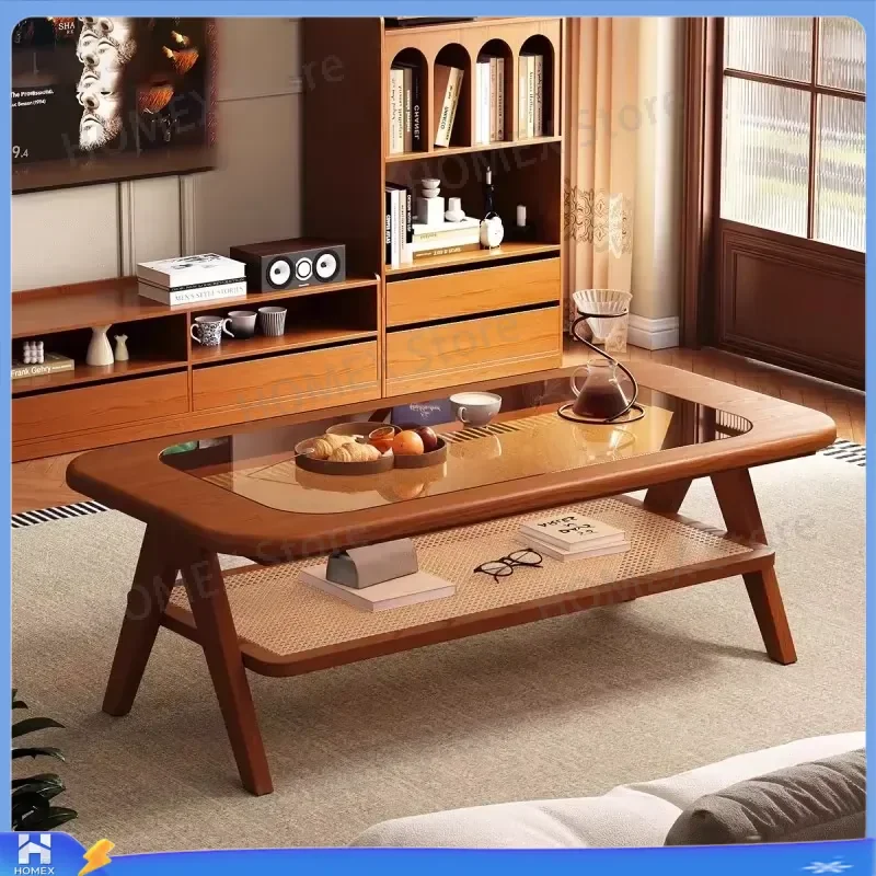 Vintage Minimalist Coffee Table Rectangular Neutral Japanese French Style Elegant Glamour Living Room Home Furniture Decor