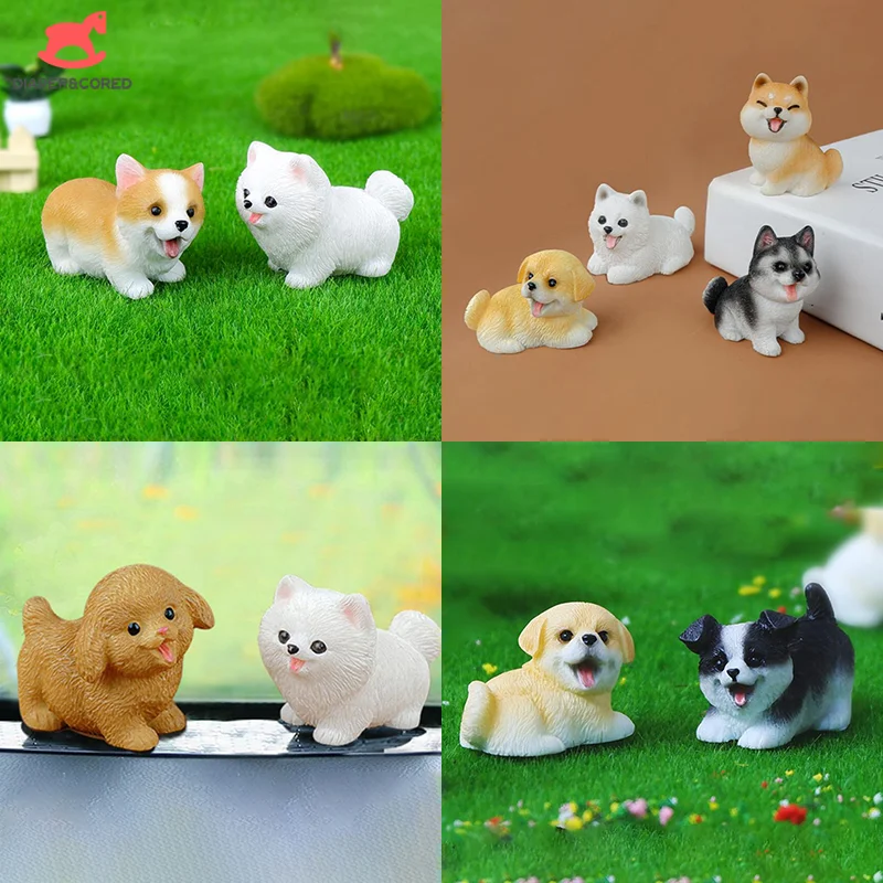 1pcs Resin Craft Cute Small Dog Animal Decoration Miniature Figure Tiny For Bonsai Microlandscape Fairy Garden Decor