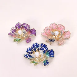 1Pc Delicate Peony Flower Brooch for Women Men Exquisite Flower Plant Pins Brooches Jewelry Trendy Accessories Party Gifts 2024