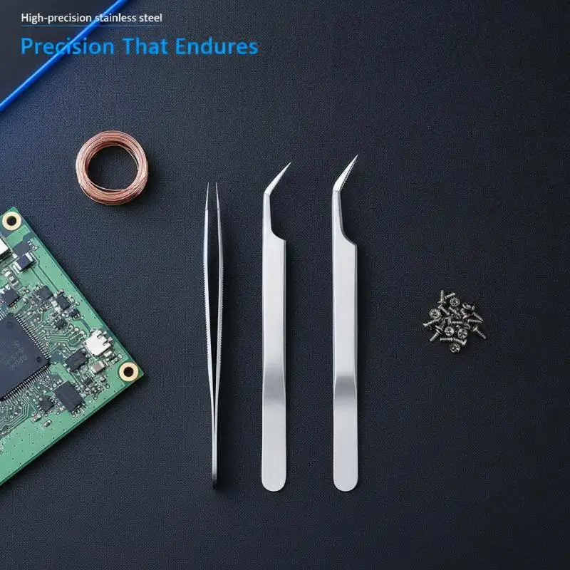Stainless Steel Precision Tweezers Non-Magnetic Anti-Corrosion for Fingerprint Flying Wire Soldering Work Craft Making