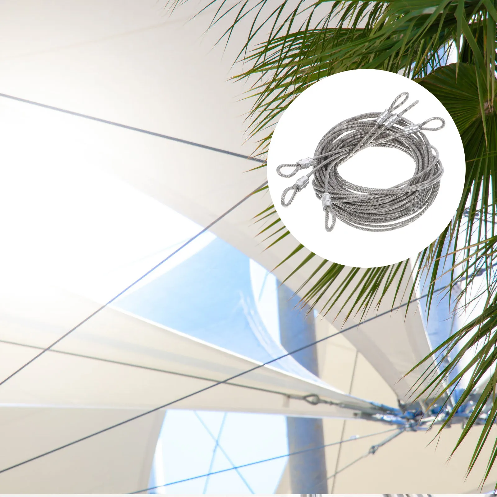 3Pcs Stainless Steel Wire Rope High Strength Steel Cable for Shade Sail Installation Outdoor Light Hanging Deck Railing Cable