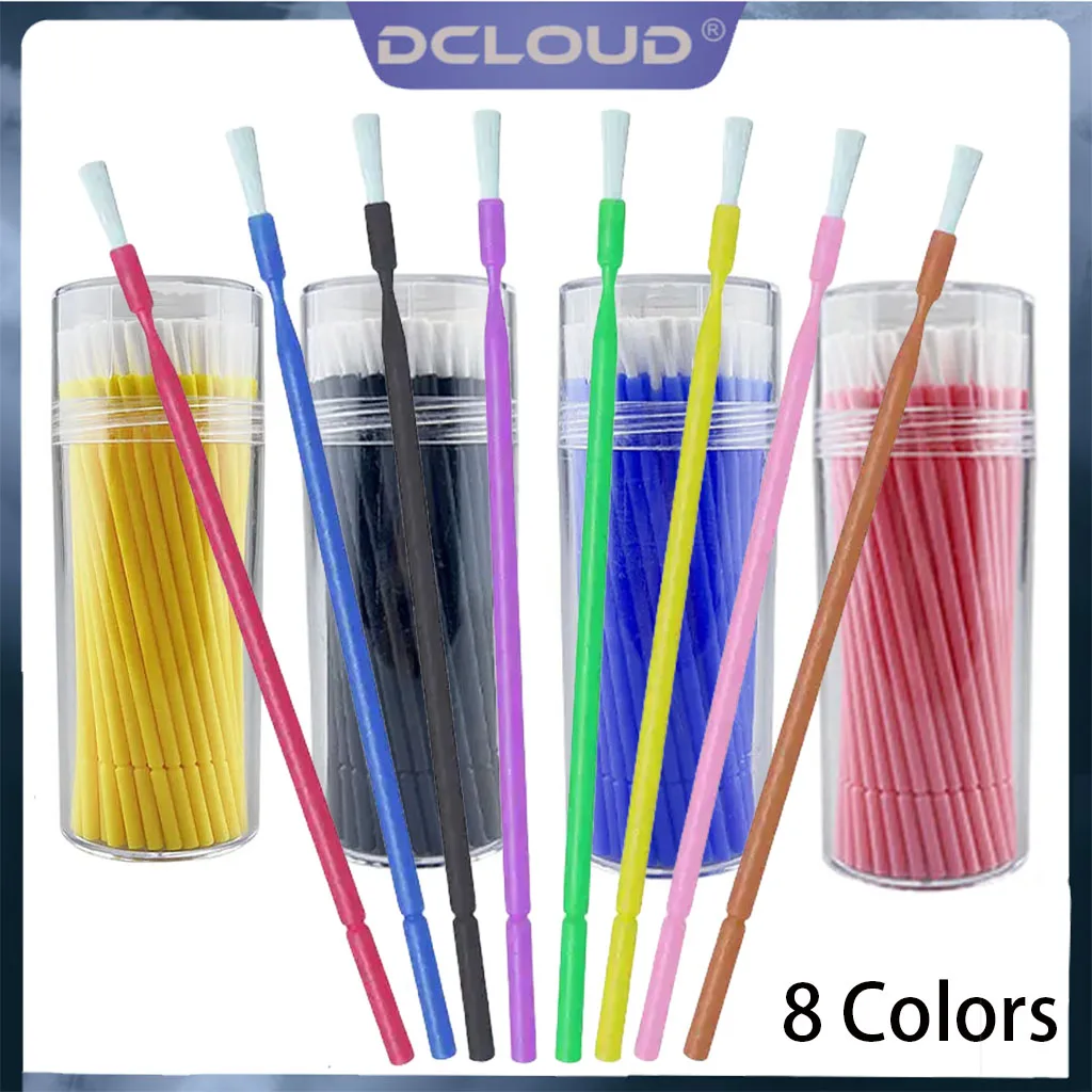 DCLOUD 100Pcs/Box Dental Disposable Micro Applicator Brushes Long Head Brush Bendable Sticks for Makeup Dentistry Care Cleaning