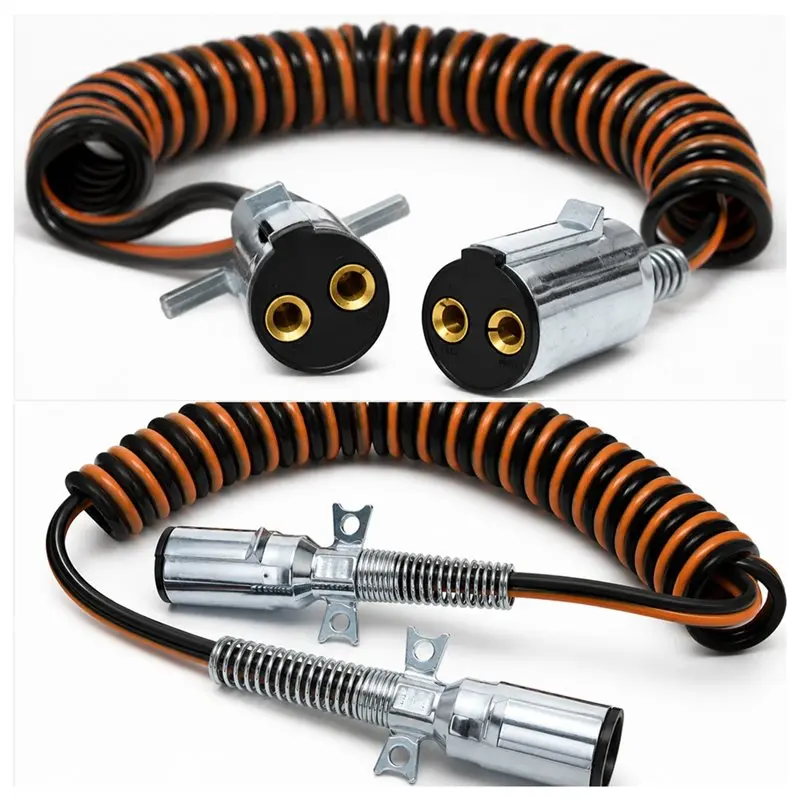 AB34-Dual Pole 15 Ft Coiled Electric Cable With 2 X 12