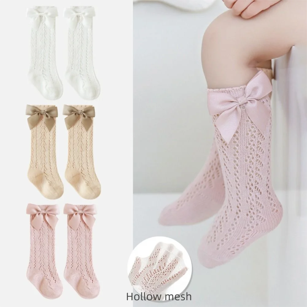 

Lovely Bowknot Girl's Cotton Socks Sweet Elastic Children Long Tube Socks Breathable Soft Toddler Hosiery Lolita