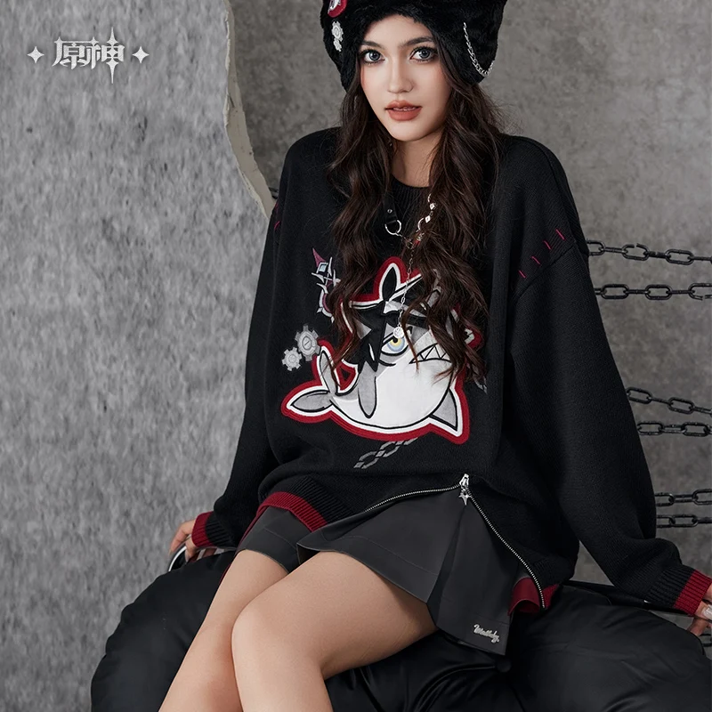 

[Genuine In Stock] Genshin Impact Wriothesley Theme Impression Knit Sweater Loose Fit Thickened Elastic Dark Cool Anime Apparel
