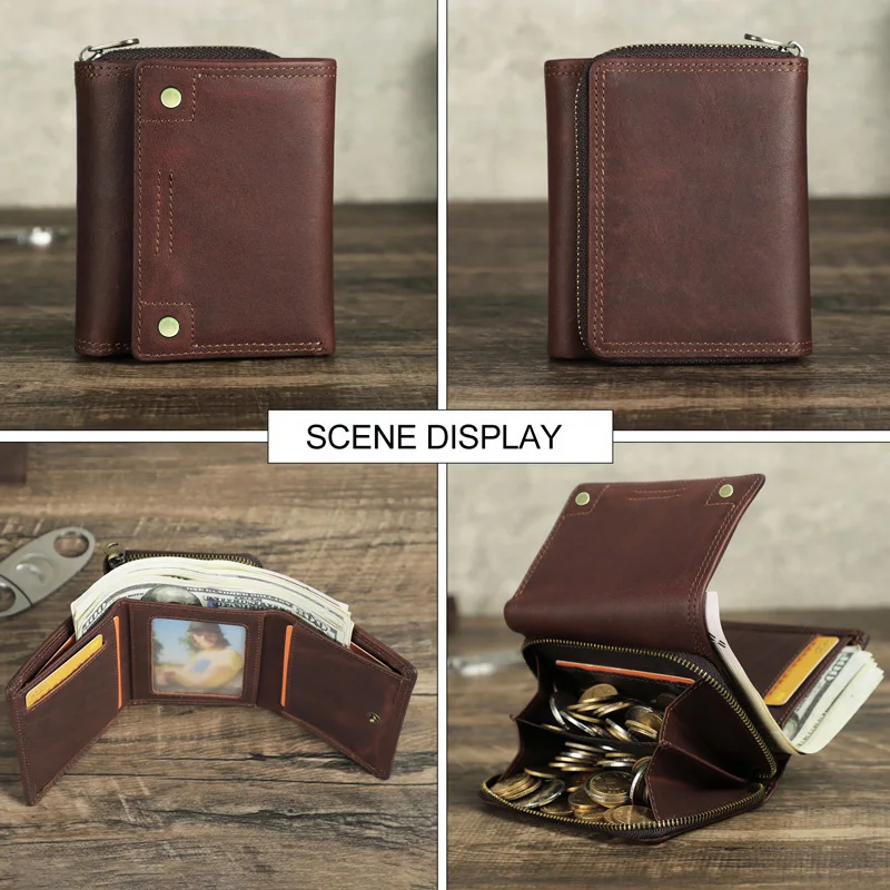 YKOSM 빈티지 럭셔리 정품 가죽 Airtags 지갑 남성 여성 지갑 RFID 차단 상자 Anti-lost ID 신용 카드 가방