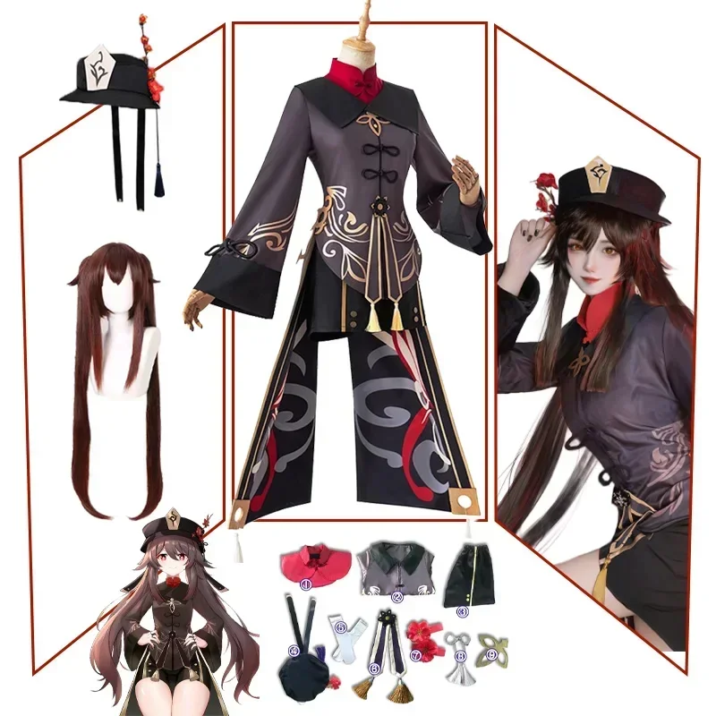 Hugai Genshin Impact Hu Tai Game Costume Hutrai Uniform Cosplay Hat Coat Props Halloween Clothing Gift MN9