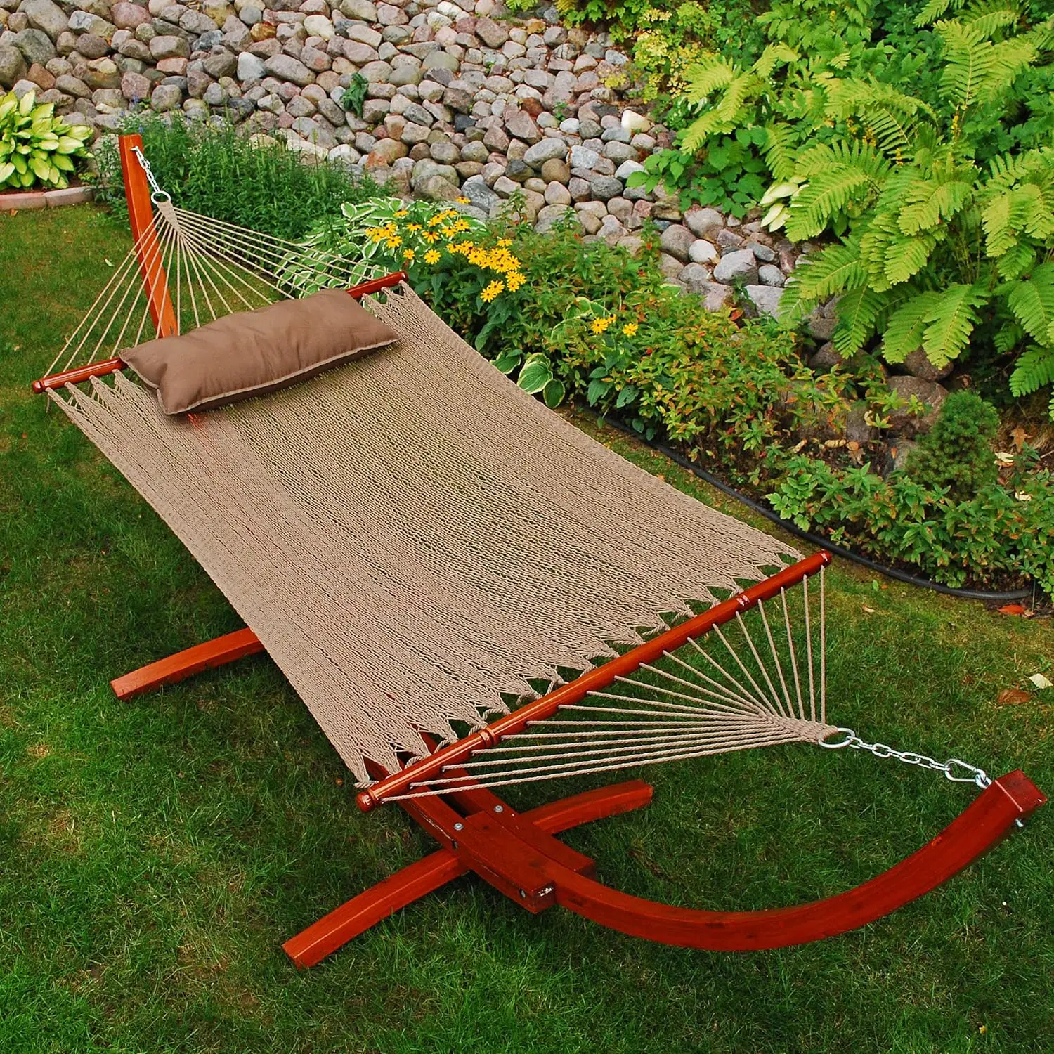 n Wooden Arc Frame Hammock, Natural