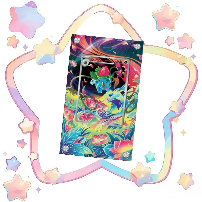 Art Display for Pokemon Lvysaur Card PTCG Keychain Anime Game Collectibles Anime Merchandise Acrylic Protective CaseToys Gift