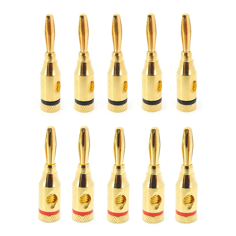 4mm 24k Gold Plated Banana Plugs Wire Cable Connectors Musical For Speaker Amplifier Adapter Audio Banana Plug Connector