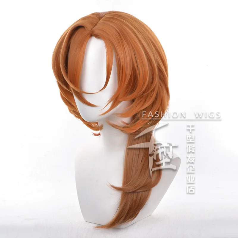 Anime Nakahara Chuya Cosplay Wigs Bungo 55cm Simulated Scalp Chuya Nakahara Costume Heat Resistant Synthetic Hair Party+Wig Cap