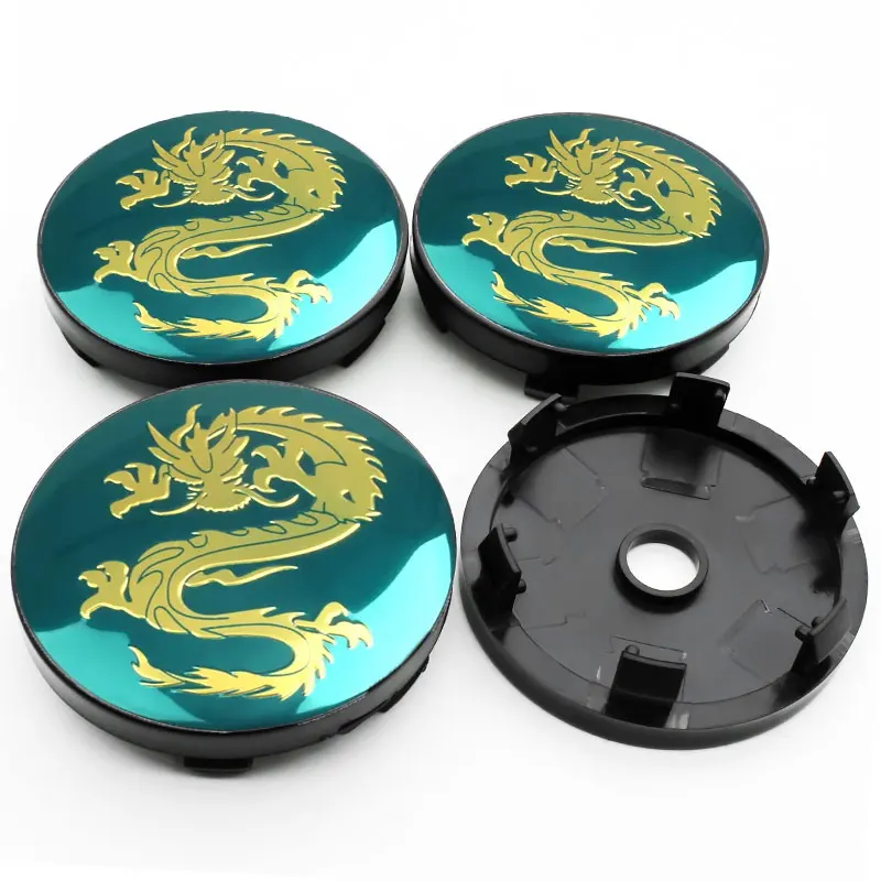 4pcs Universal 60mm Dragon Emblem Car Wheel Center Cap Hub Covers Badge For Mercedes Benz BMW Lexus Mazda Tesla Ford Chevrolet