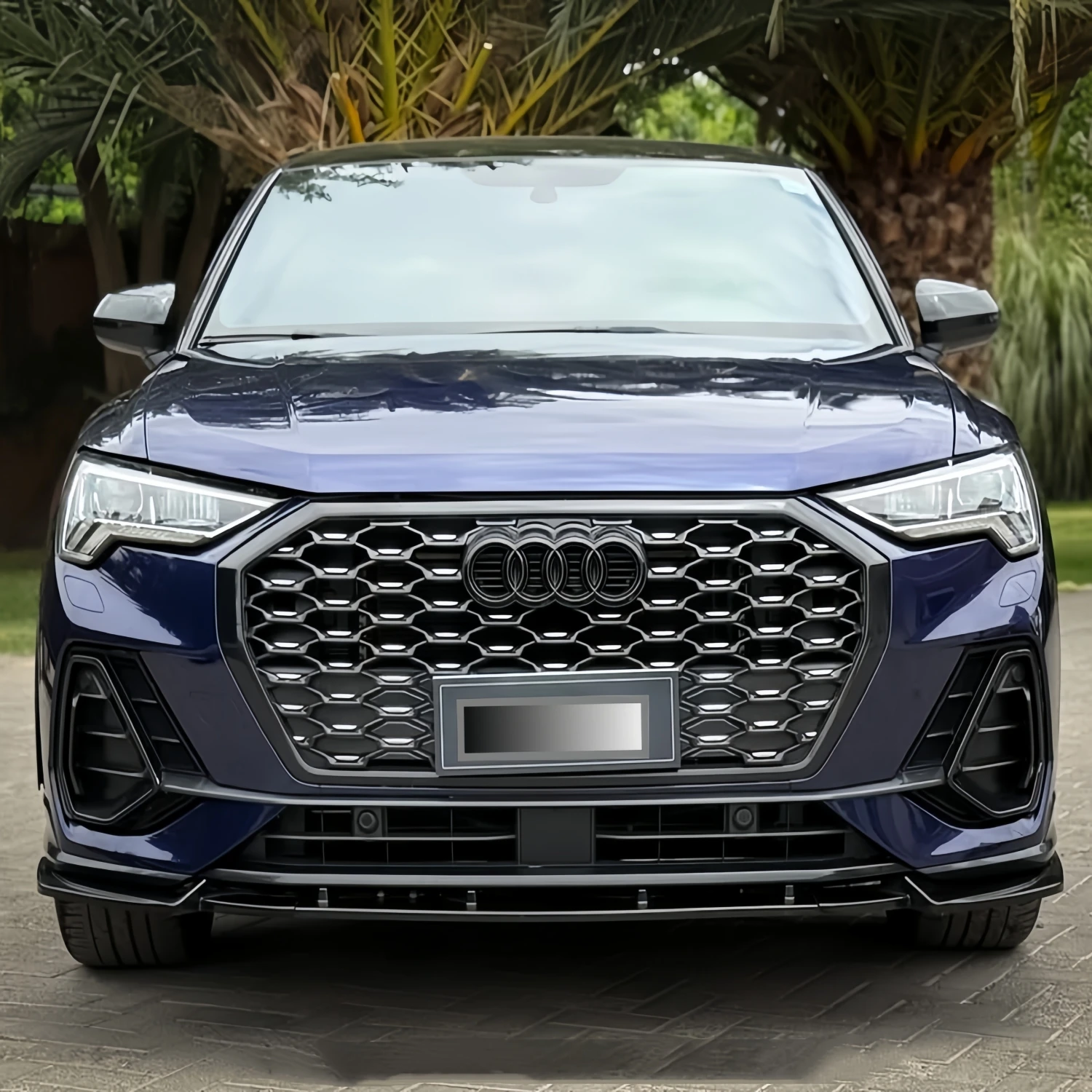 아우디 Q3 MK2 F3 S-line 스포트백 2.0 TFSI TDI 2019-2024 튜닝 바디 키트용 3피스 글로스 블랙 자동차 프론트 범퍼 립 스플리터 썸네일 3