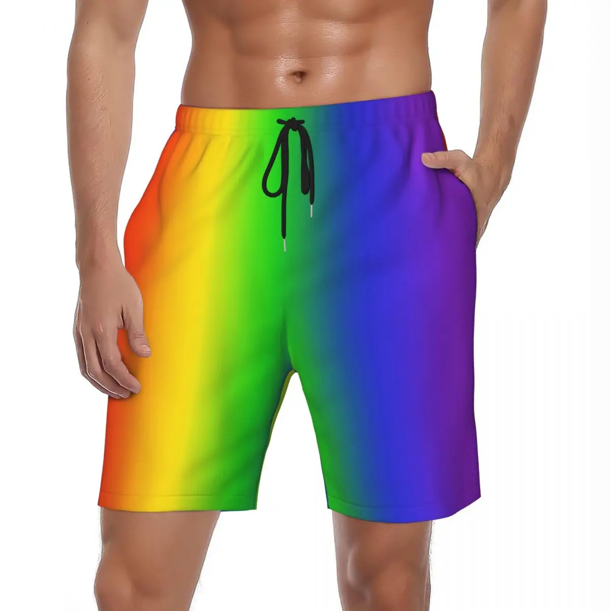 Man Board Shorts Rainbow Ombre Vintage Swimming Trunks Gradient Quick Dry Sports Fitness Hot Sale Plus Size Beach Short Pants