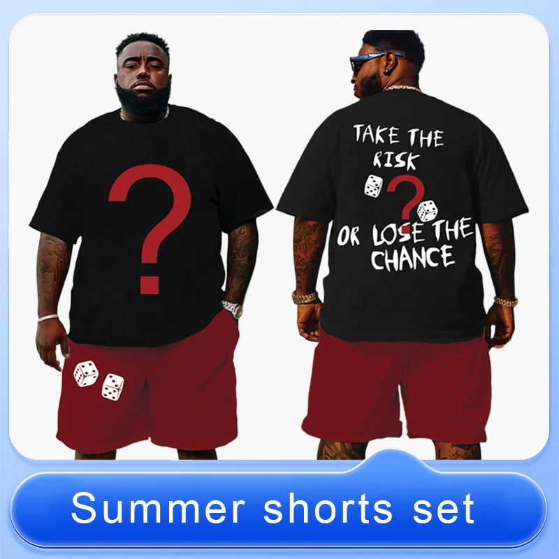 

S-9XL Мужская футболка большого размера в стиле хип-хоп с короткими рукавами и шортами, комплект из двух предметов