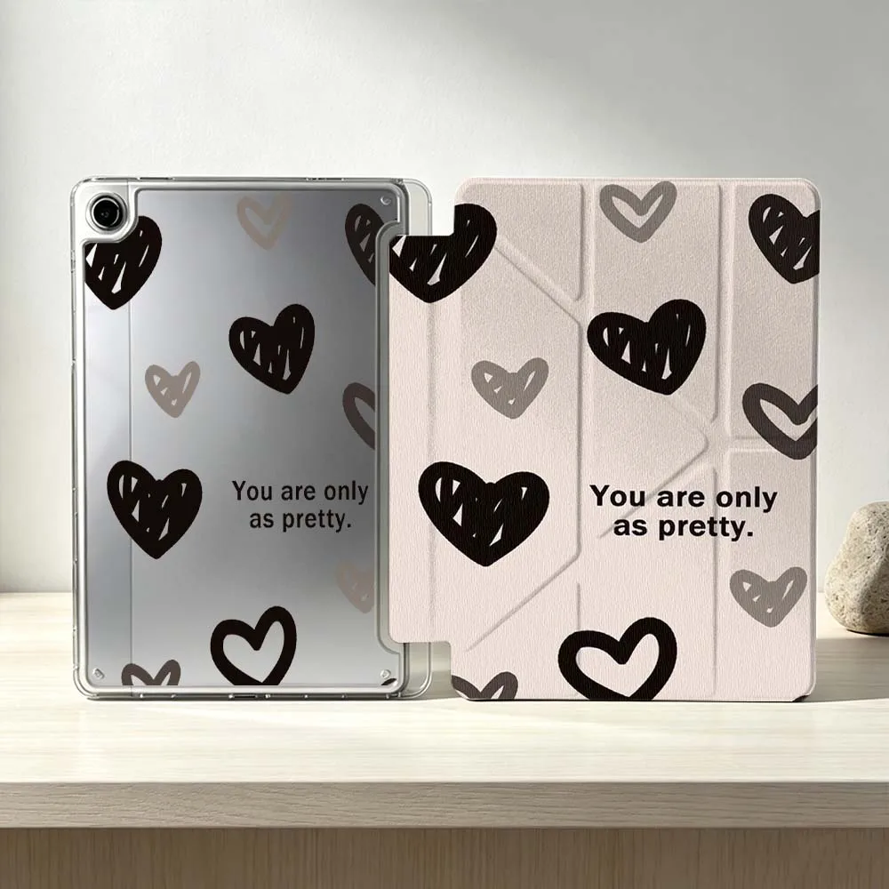 

Design Black Heart Pattern Soft For Samsung Galaxy Tab S10 S9 S8 S7 S6 A11 A10 A9 FE Plus Lite Foldable 3Y Tablet Case