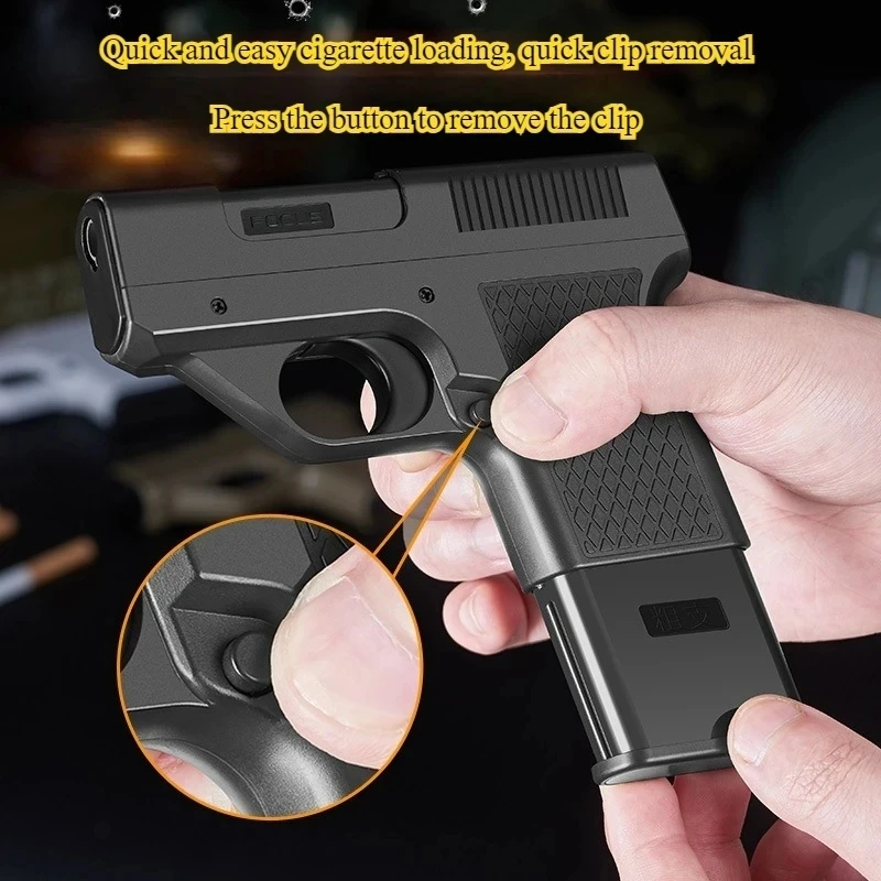 2025 Pistol Style Lighter with 3 Cigarette Packs, Jet Turbine Lighter, Gas Lighter, Capacity 10pcs/12pcs/20pcs Cigarette Lighter