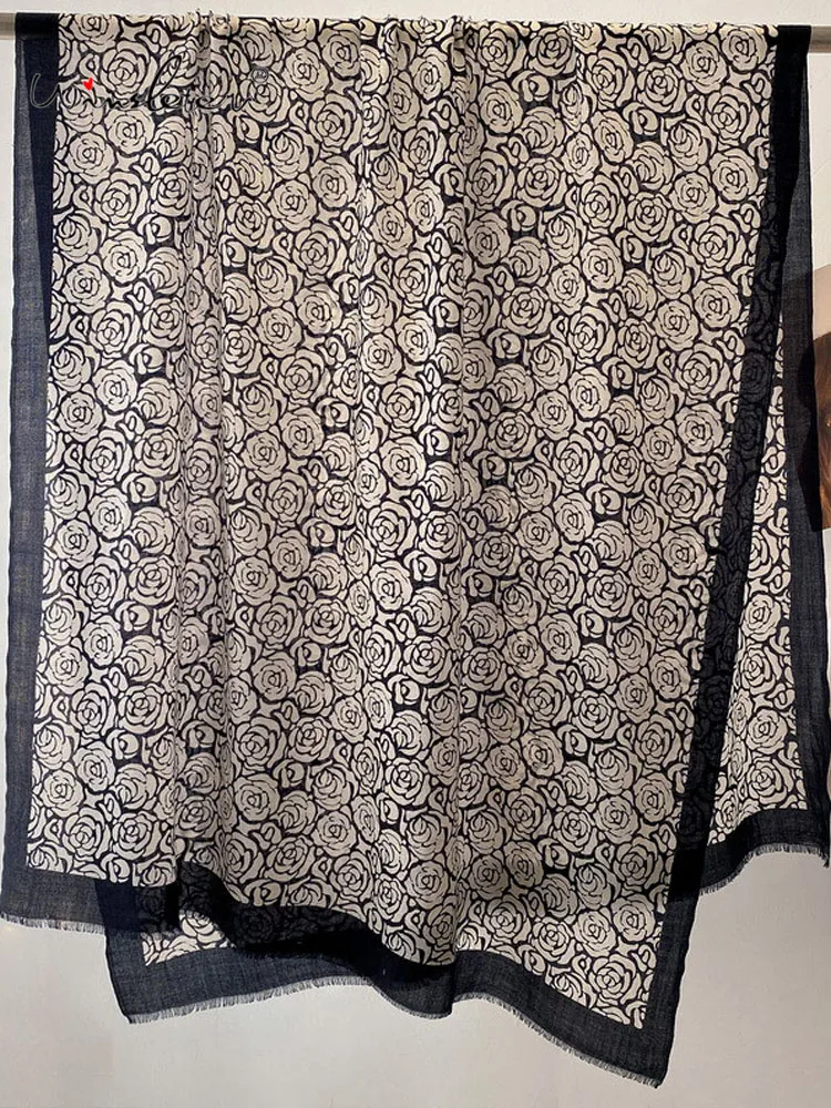 

Winsleter-Women 100%Wool Elegant Long Scarf, 200*100CM Print, Mom Gift French Temperament Shawl Scarves, 2025 Winter A5N949CC