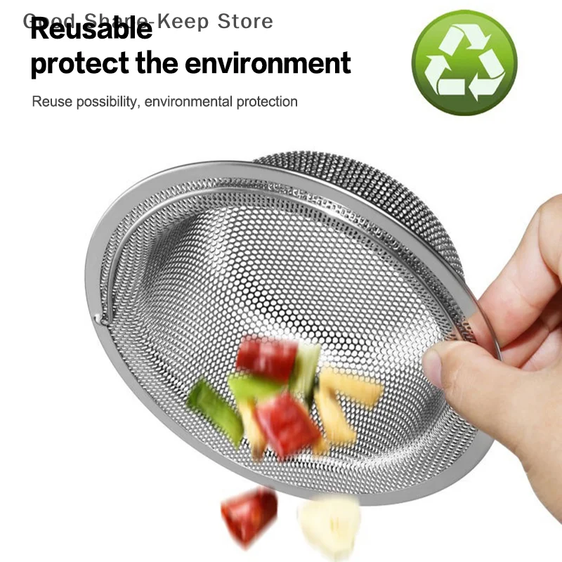 3-Pack Stainless Steel Sink Filter with Handle - Kitchen Food Hair Strainer Disposable Mesh Drains Filter Sink 3 Sizes Available - Image 5