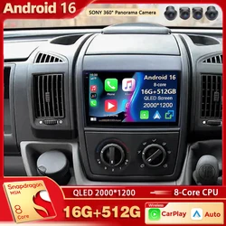 Android 16 For Fiat Ducato Peugeot Boxer Citroen Jumper 2006-2022 2K QLED Android Car Radio Multimedia stereo Player GPS CarPlay