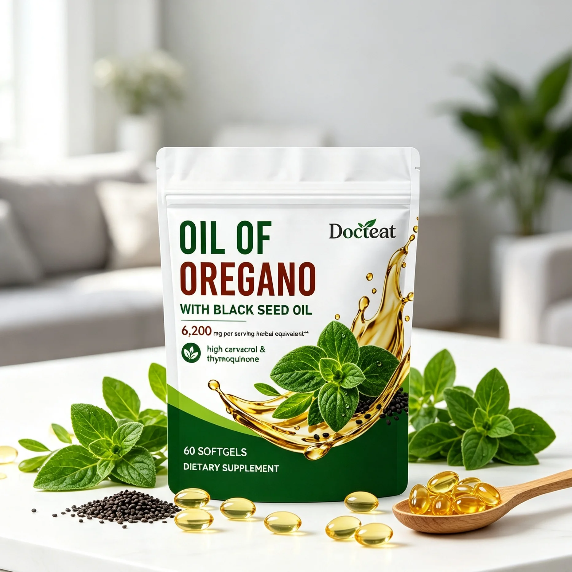 Oregano Oil Softgels Capsules Support Digestive Gut Health Immune System Booster Intestinal Flora Balance Herbal Supplement