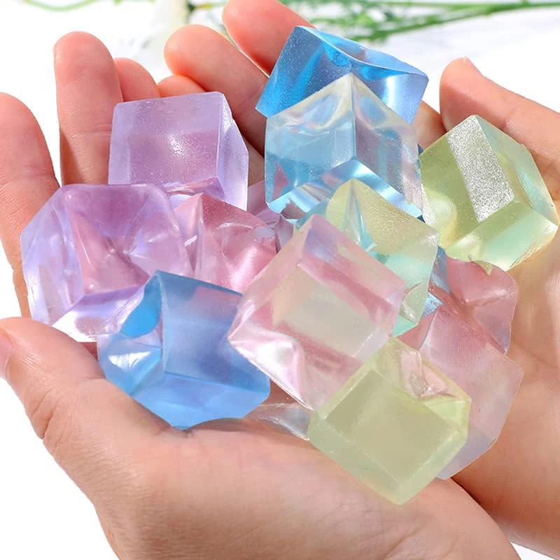 Squishy Ice Cube Fidget Toys pour l'Anlande et le TDAH, Anti-souligné Squeeze IkKids et Adultes, Décompression, Cadeaux de ix