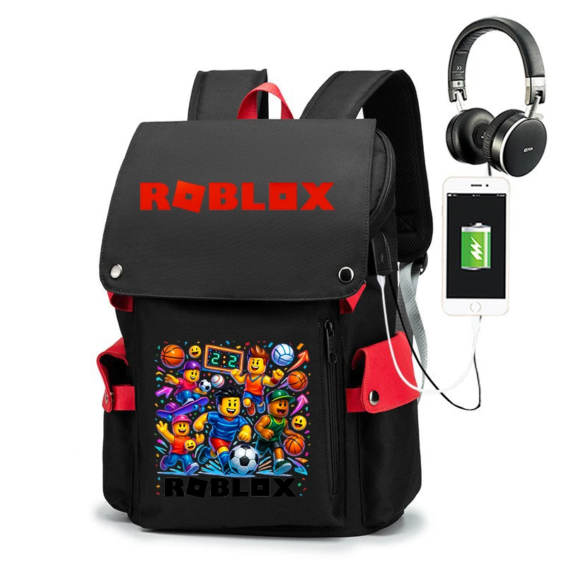 

Вместительный детский рюкзак Roblox с мультяшным принтом для старшеклассников, с множеством карманов, легкий, для мальчиков и девочек, для активного отдыха