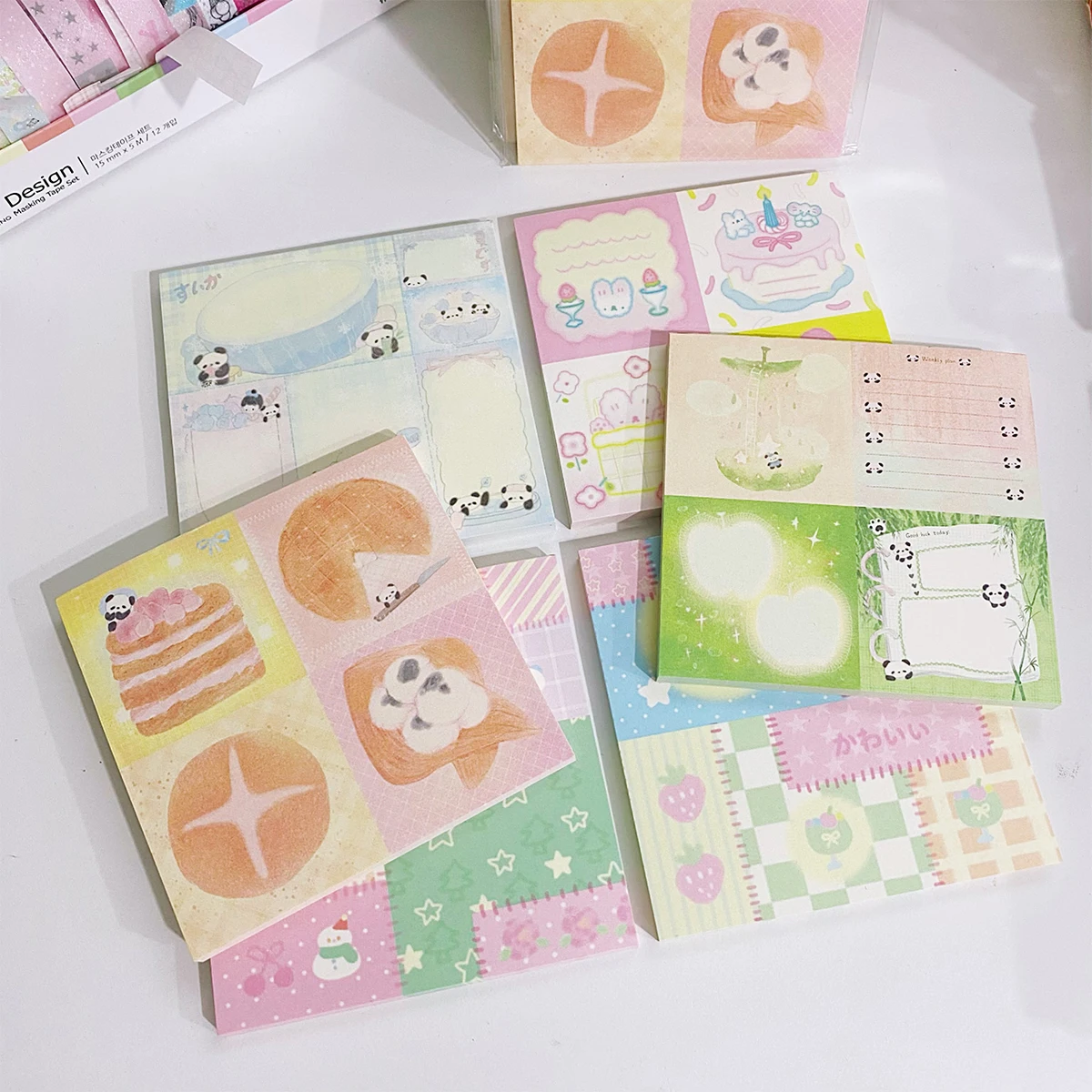 Imagem -03 - Wakawaka Patchwork Memo Pad Scrapbook Kawaii Lista de Material de Papelaria para Fazer Notas do Office para Notas 50 Folhas