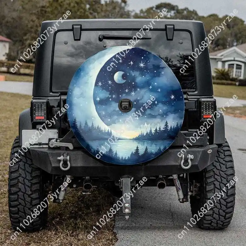 

Beautiful Moonlit Night Various Models Spare Car Tire Cover Prevention Sand Dust rainwaterTire Cover Sturdy Durable Tire Covers