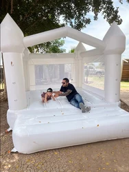 Casa hinchable blanca para niños, castillo hinchable con soplador, para boda, 4x3x2,6 M