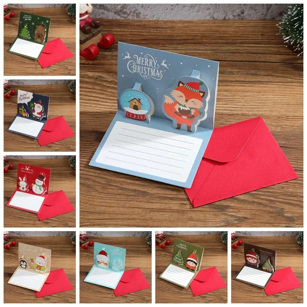 Christmas Tree Merry Christmas 3D Cards Handwriting Thank You Christmas Pop-Up Cards Invitation Folding New Year Greeting Cards