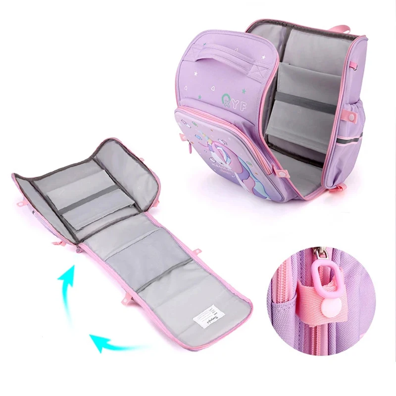 Mochilas escolares con estampado de unicornio rosa para niña, mochilas escolares impermeables para estudiantes de jardín de infantes, lindas