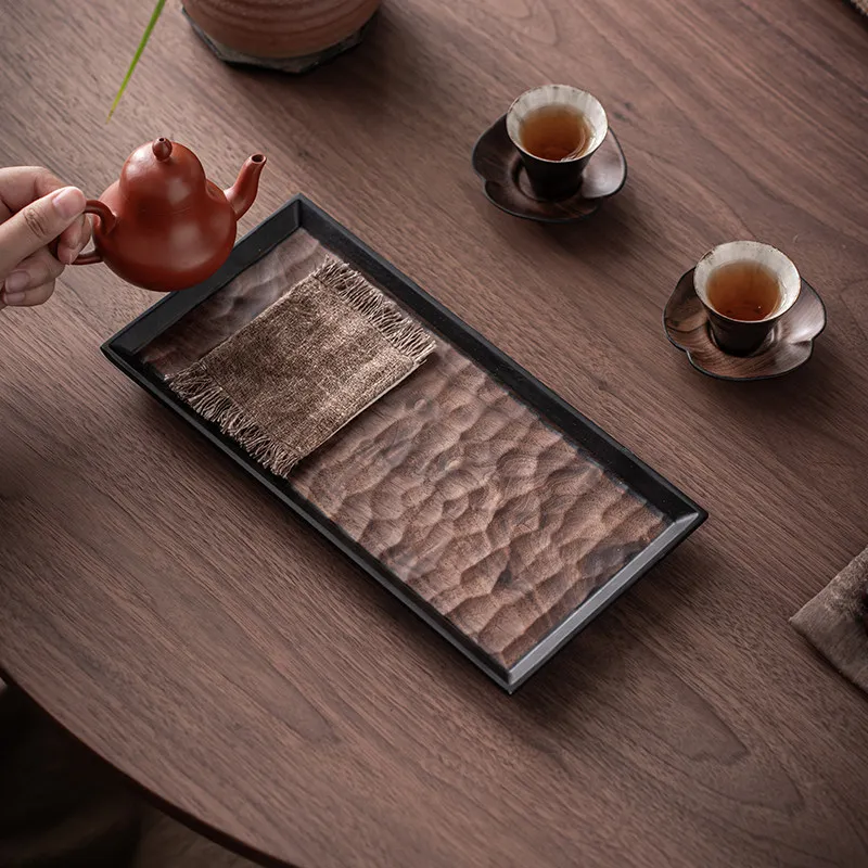 Walnut Wood Tea Tray Vintage Rectangular Shapes Serving Tea Tray Multipurpose Living Room vassoio acciaio inox Rectangular Tray