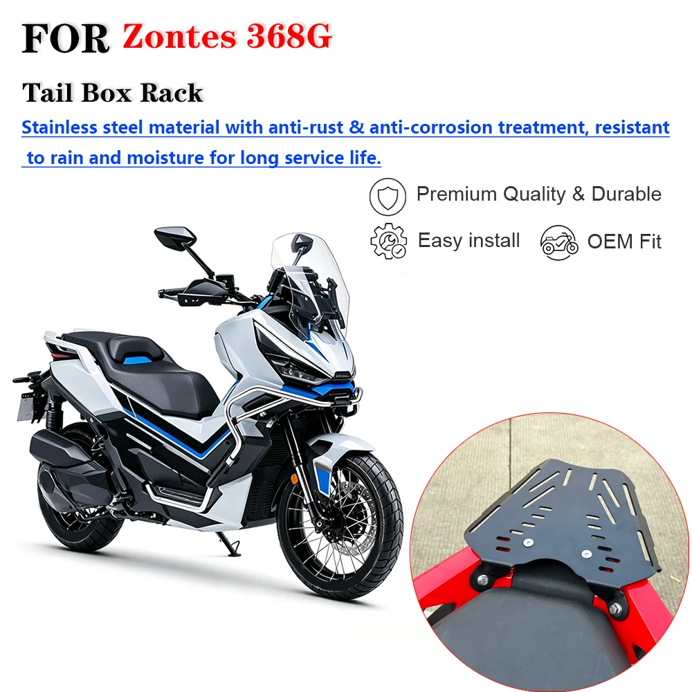 Integrated Rear Luggage Rack for ZONTES 368G Motorcycle, Modified Reinforced Stainless Steel Base Plate, Dedicated Tail Box Moun