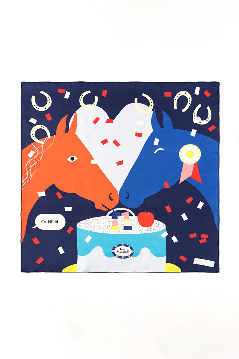 

Horse Mulberry Silk Scarf Women Square Bandanas Luxury Designer Herms Rolled Edges Shawls Head Bag Accessories Christmas Gift