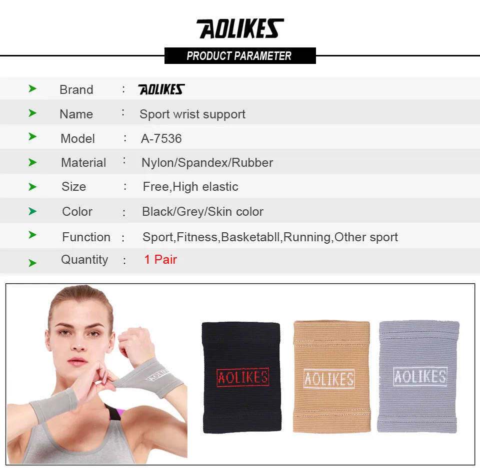 AOLIKES 1Pair Wrist Support Protect Wristband Unisex Bracers for Basketball Football Running