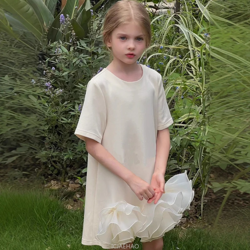 

Teen Girl Clothes 2025 New Matching Summer Girls Fashion Dress Baby Children Sweet Short Sleeve Costume Kids Casual Style Outfit