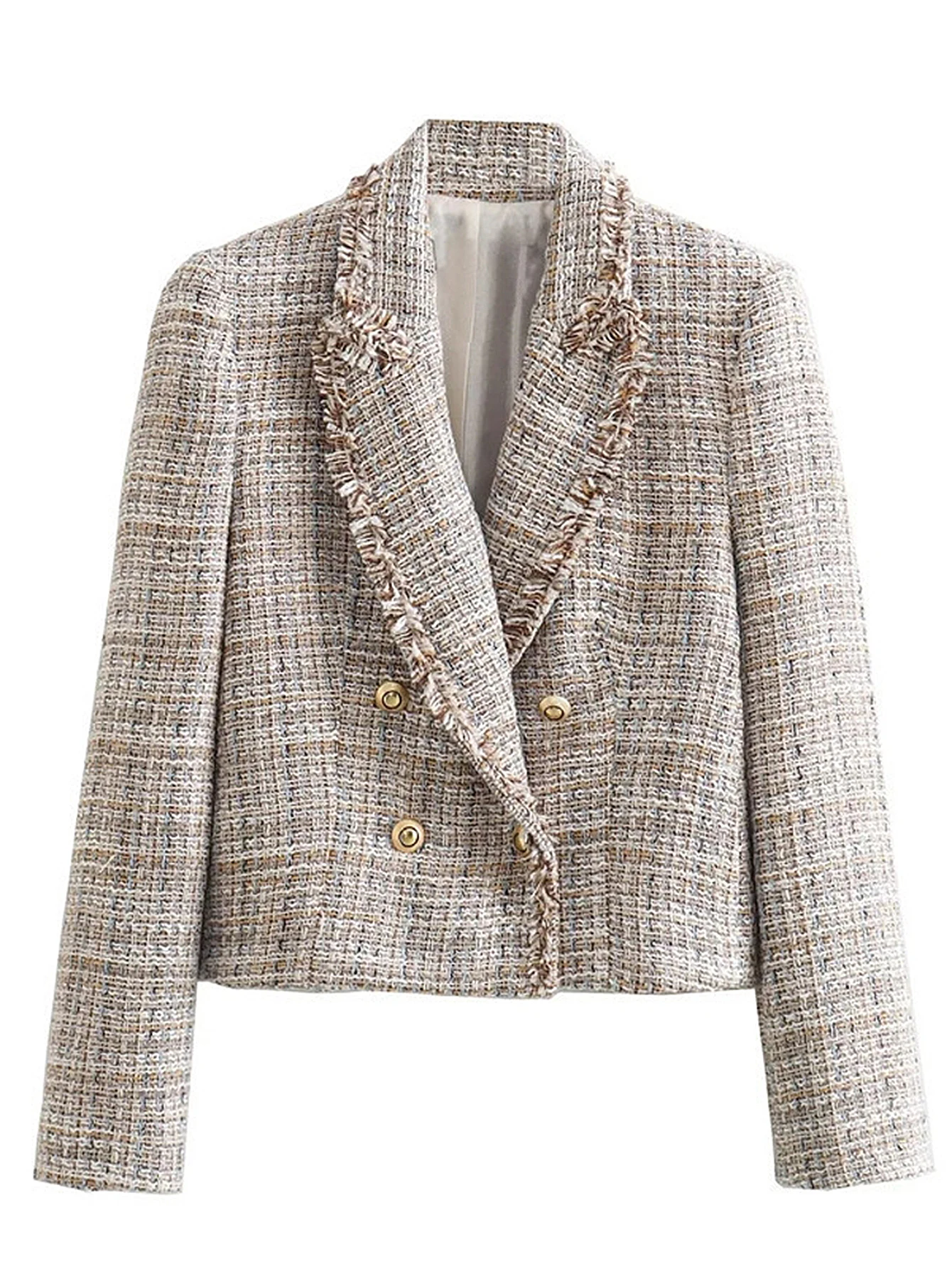 

Женская куртка с длинными рукавами и лацканами, осенняя повседневная верхняя одежда для свиданий, французский топ с кисточками, обычный крой для женщин