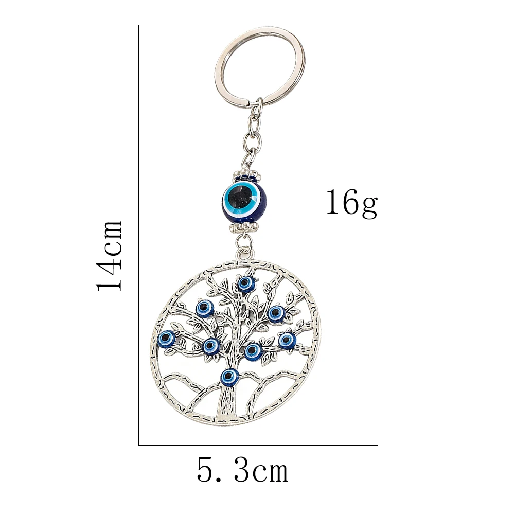 Turkey Blue Eyed Tree of Life Bowling Keychain Pendant Sports Theme Fatima's Hand Metal Ornament Lucky Charm Backpack Accessory