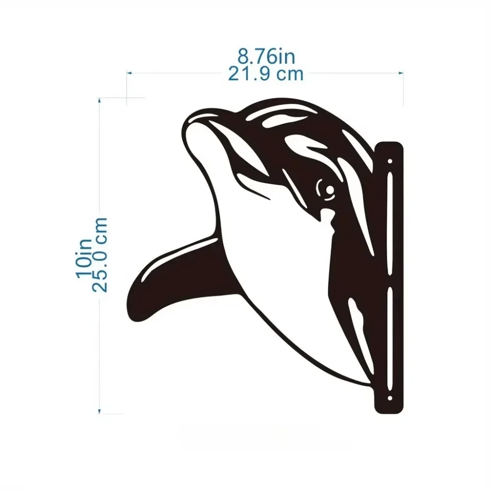 CIFBUY Dolphin Head Metal Shelf Bracket 2D Flat Black Iron Support Floating Wall Decor Coastal Home Accent