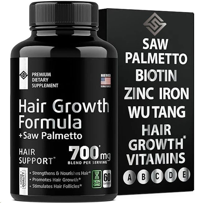 Hair Growth Vitamins: Saw , Iron For Men And Women, Urticaceae - Hair Loss Biotin Supplement -60 Capsules