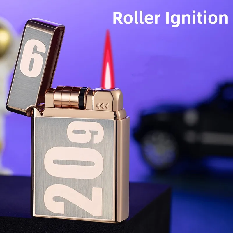 Roller Ignition Inflatable Windproof Dual Battery Changeable Retro Trend Creative Cigar Men\'s Portable Gas Metal Lighter Gifts