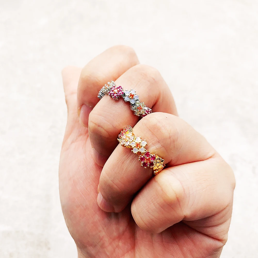 Ring Blumen Bunte Steine 2023 Marke Neue Feine Jewerly Romantische Geschenk Für Frauen In 925 Sterling Silber – Detail 5