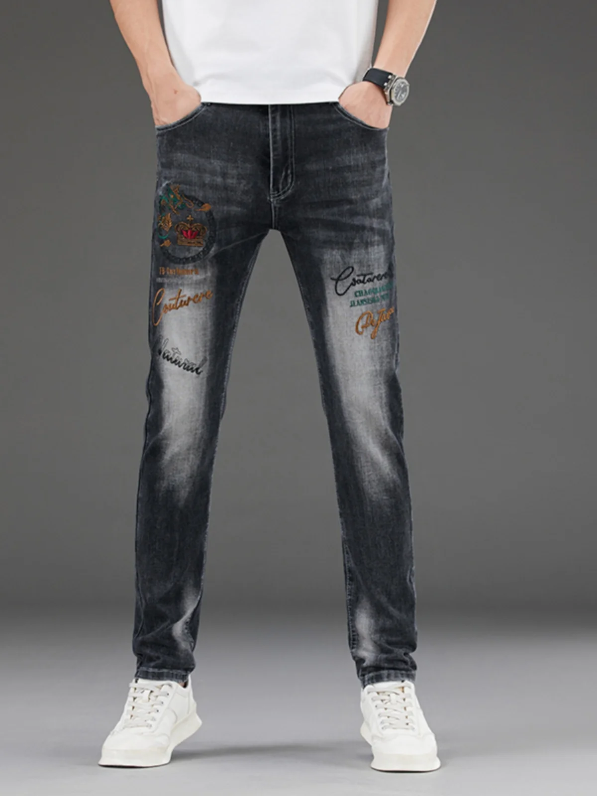 

High-End Men's Slim Fit Cotton Stretch Denim Jeans Spring Summer Lightweight Breathable Comfortable Casual Long Trousers