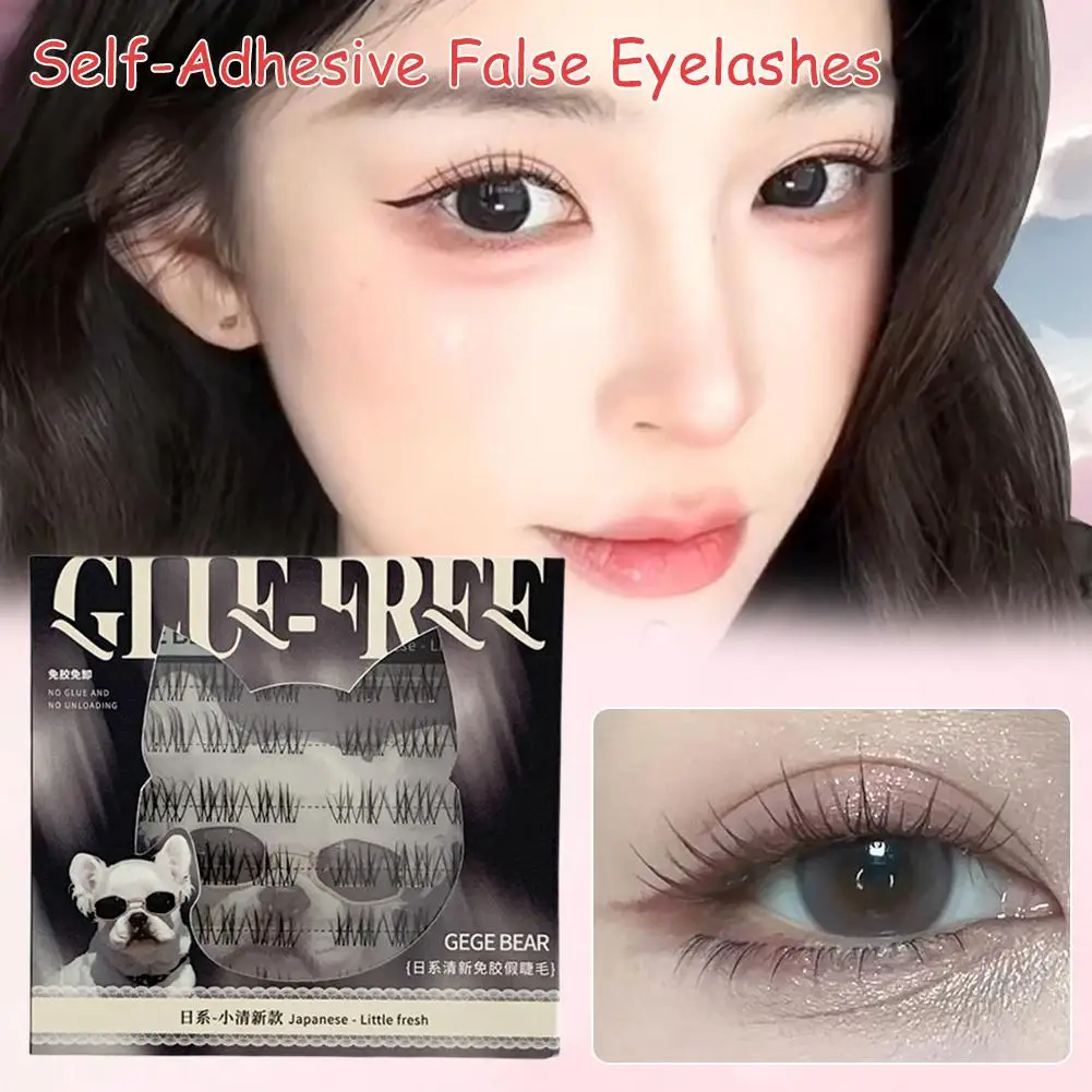 Selbstklebende DIY Falsche Wimpern Cluster Kostenloser Kleber Faux Fox Make-Up Gefälschte Koreanische Weiche Geflügelte Cils Einfache Wimpern Natürliche Tragen A6U0