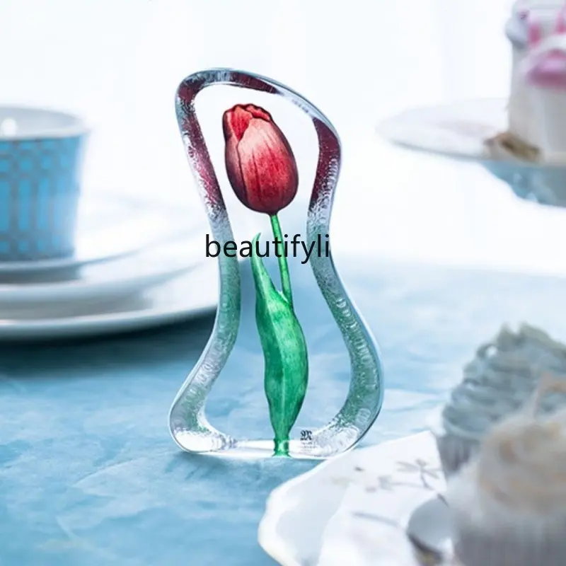 zqCreative Crystal Tulip Decoration Flower Decorations for Lovers Trend Gifts