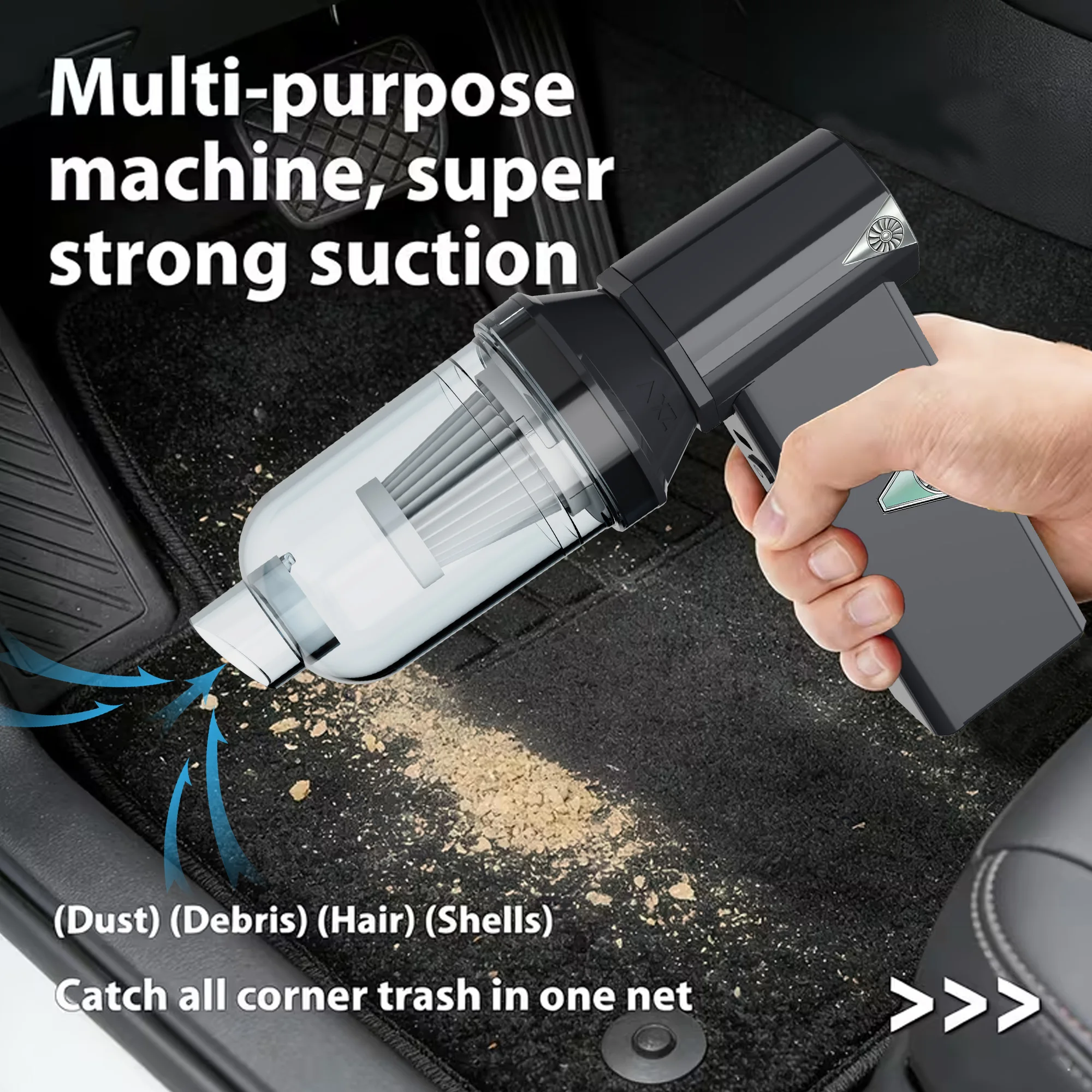 Portable desktop high-speed fan, large capacity handheld personal cooling fan, USB rechargeable/dust blowing/snow blowing