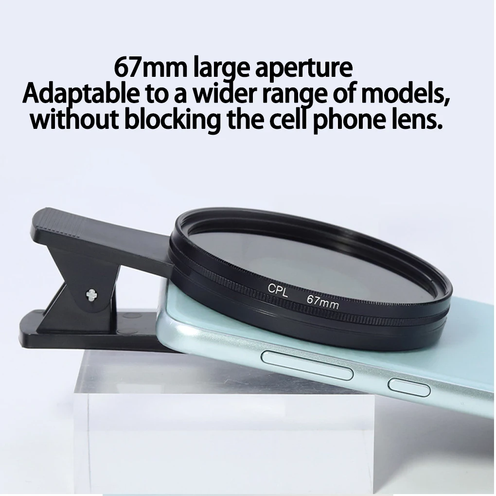 67 مللي متر CPL مرشح كاميرا دائرية ملحقات سوداء عالمية مع مشبك محمول احترافي للهاتف المستقطب عدسة زاوية واسعة