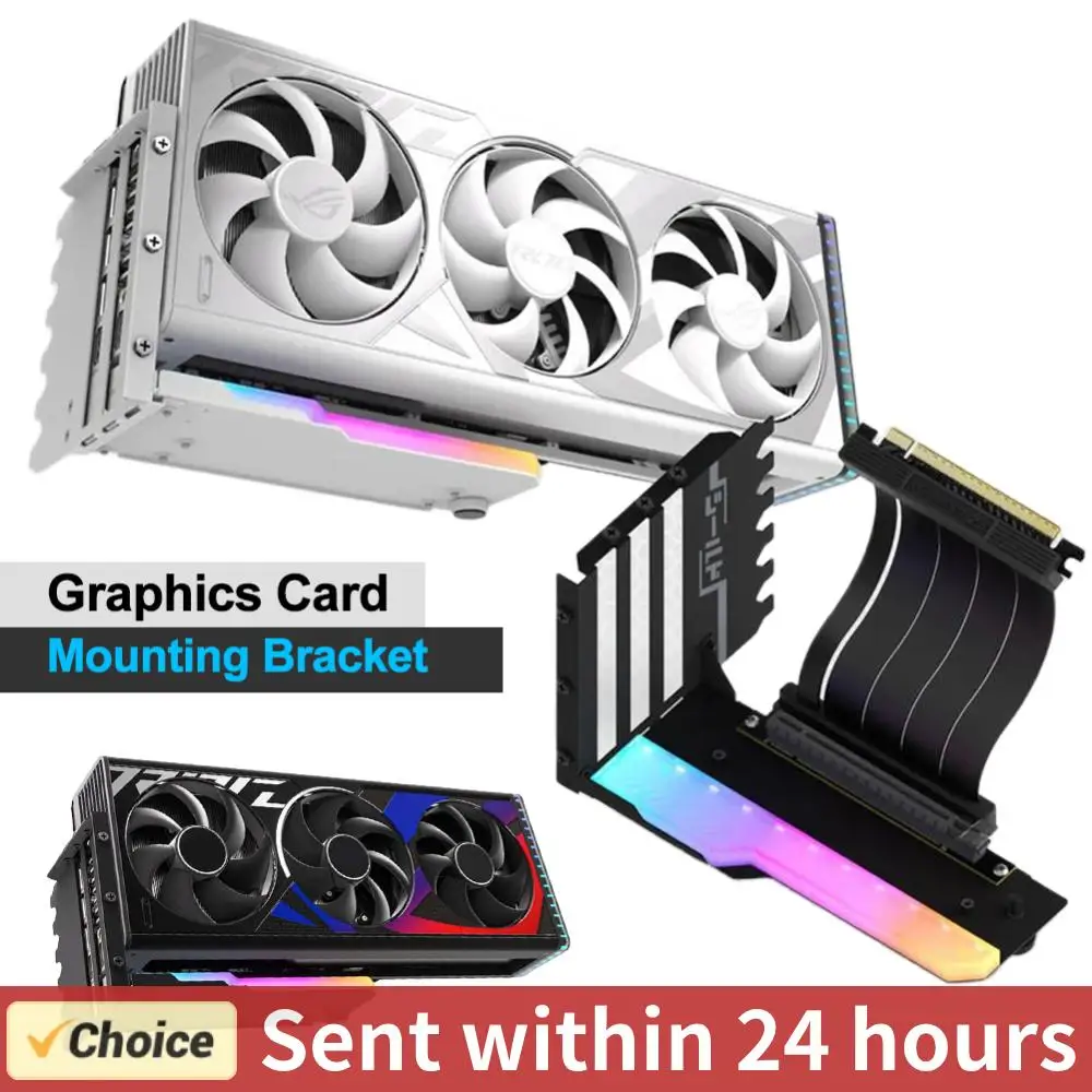 

Комплект держателей вертикальной видеокарты с 15 см PCI-E 4.0 X16 Riser Cable Комплект поддержки видеокарты под прямым углом 90 градусов