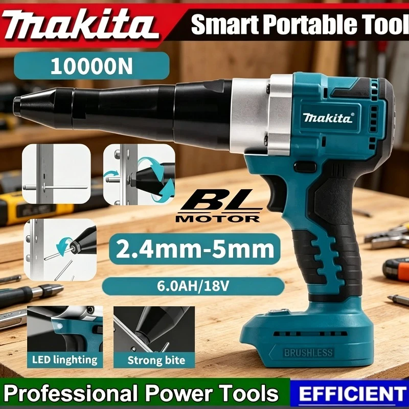 

Makita 18V Brushless Electric Rivet Gun With LED Cordless Rivet Nut Gun Automatic Riveting Tool